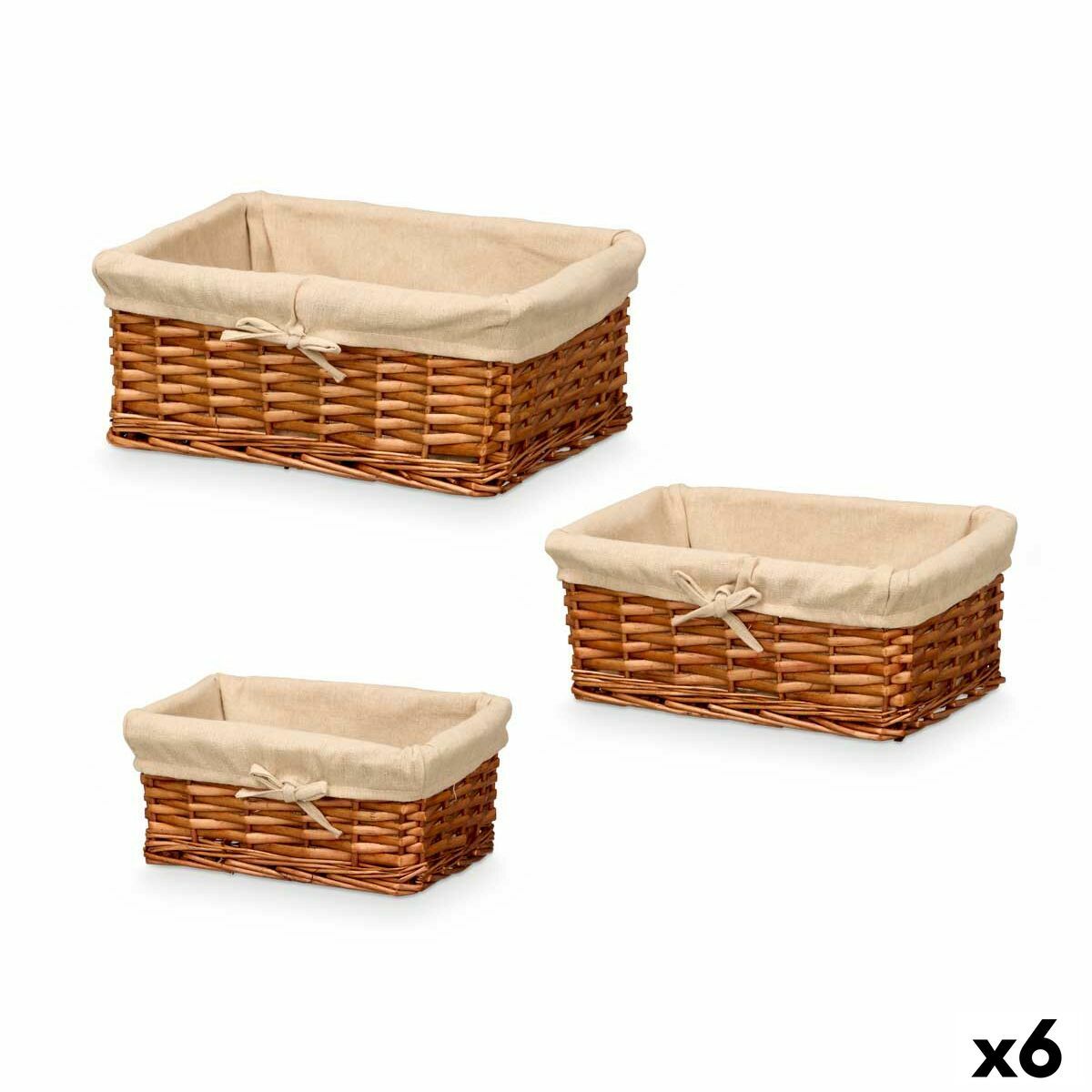 Juego de Cestos Kipit Poliéster Mimbre 50 % algodón 39 x 16,5 x 29 cm 3 Piezas