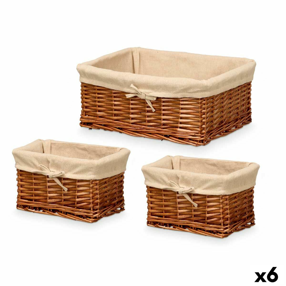 Juego de Cestos Kipit Poliéster Mimbre Tela 50 % algodón 39 x 16 x 30 cm 3 Piezas