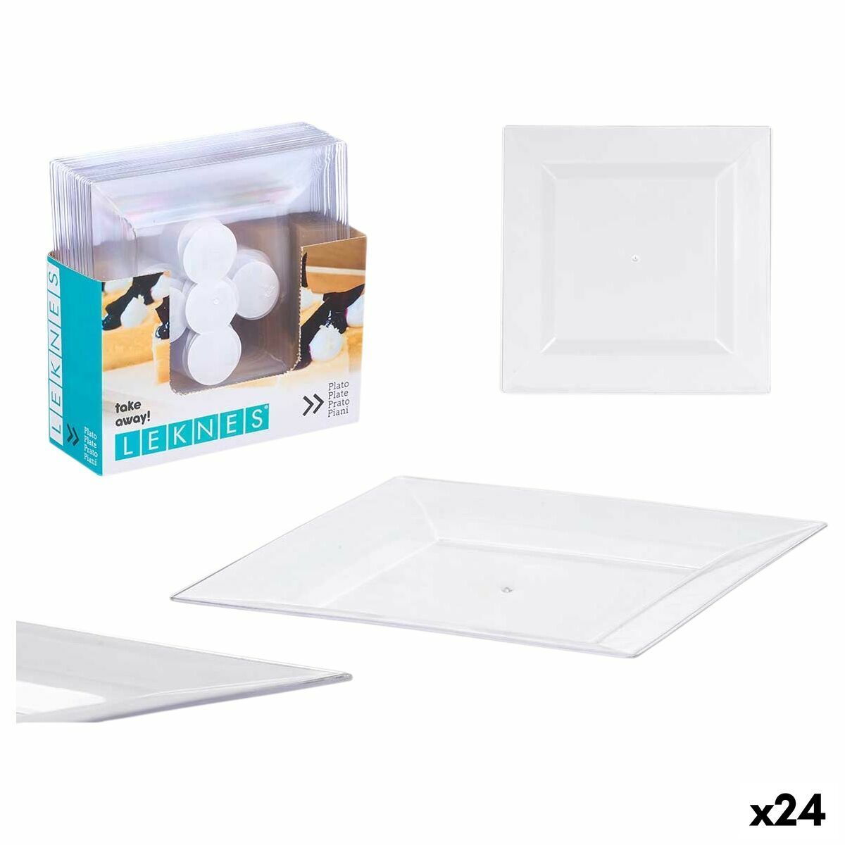 Set de Platos Leknes Transparente Poliestireno Plástico 20,3 x 1,5 x 20,3 cm (24 Unidades)