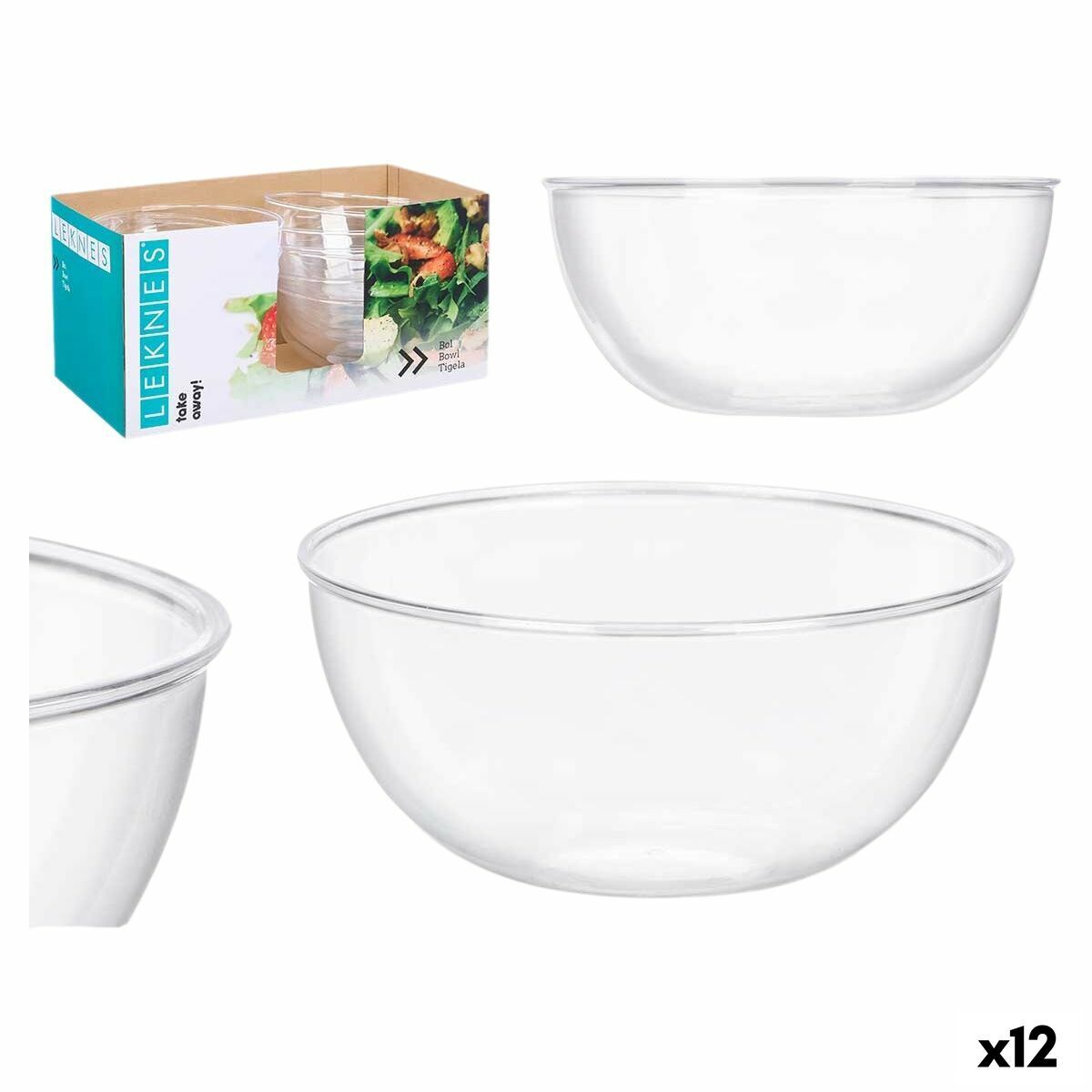 Set de Platos Leknes Transparente Plástico 3,5 L 25,5 x 12,5 x 25,5 cm (12 Unidades)