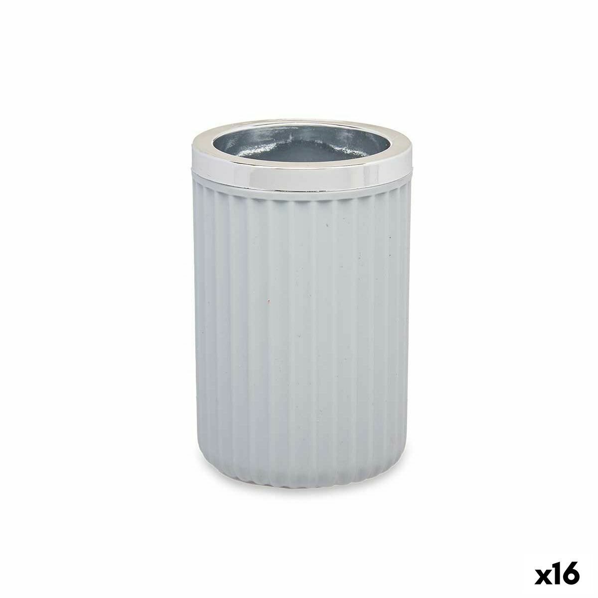 Vaso Berilo Gris Plástico 7,5 x 11,5 x 7,5 cm (16 Unidades)