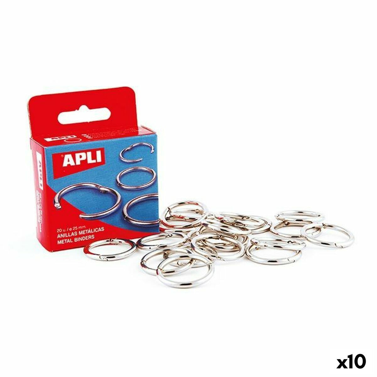 Anillas Apli Plateado Ø 38 mm Encuadernación (10 Unidades)