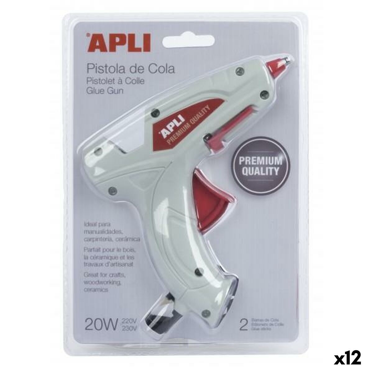 Pistola Termofusible Apli Blanco 20 W (12 Unidades)