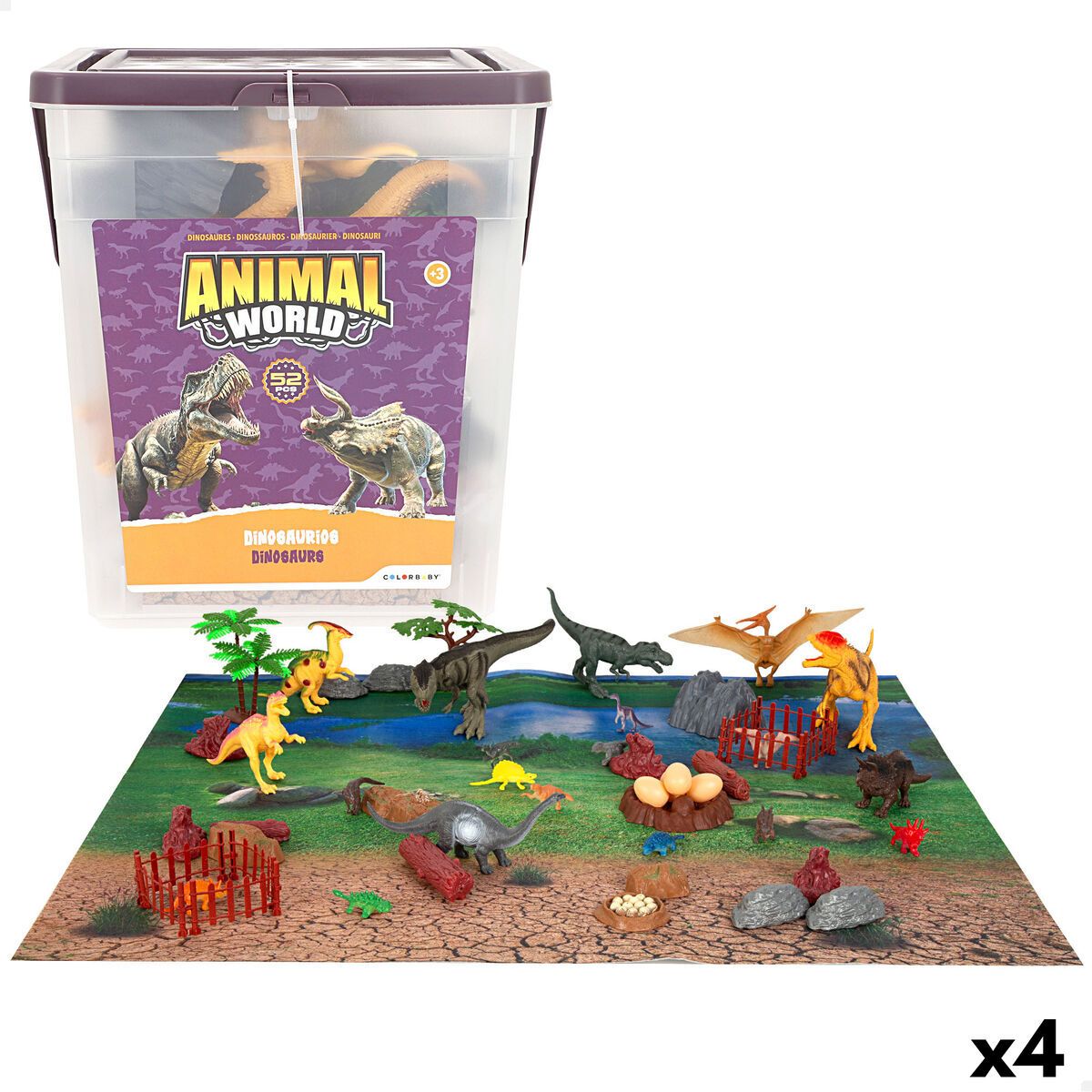 Set de Dinosaurios Colorbaby 20 x 12 x 7 cm 52 Piezas 4 Unidades