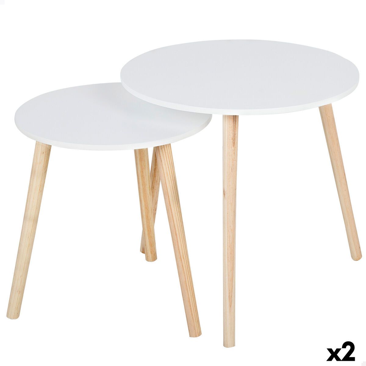 Juego de 2 mesas Max Home Blanco 50 x 50 x 50 cm (2 Unidades)