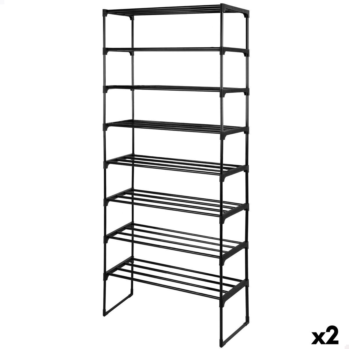 Estantería Max Home Negro Metal Plástico 67 X 160 X 30 CM (2 Unidades)