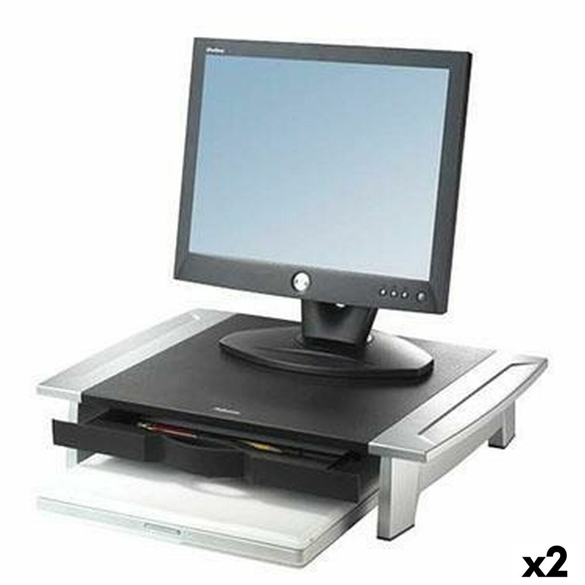 Elevador Fellowes Office Suites Monitor Plateado Negro 2 Unidades