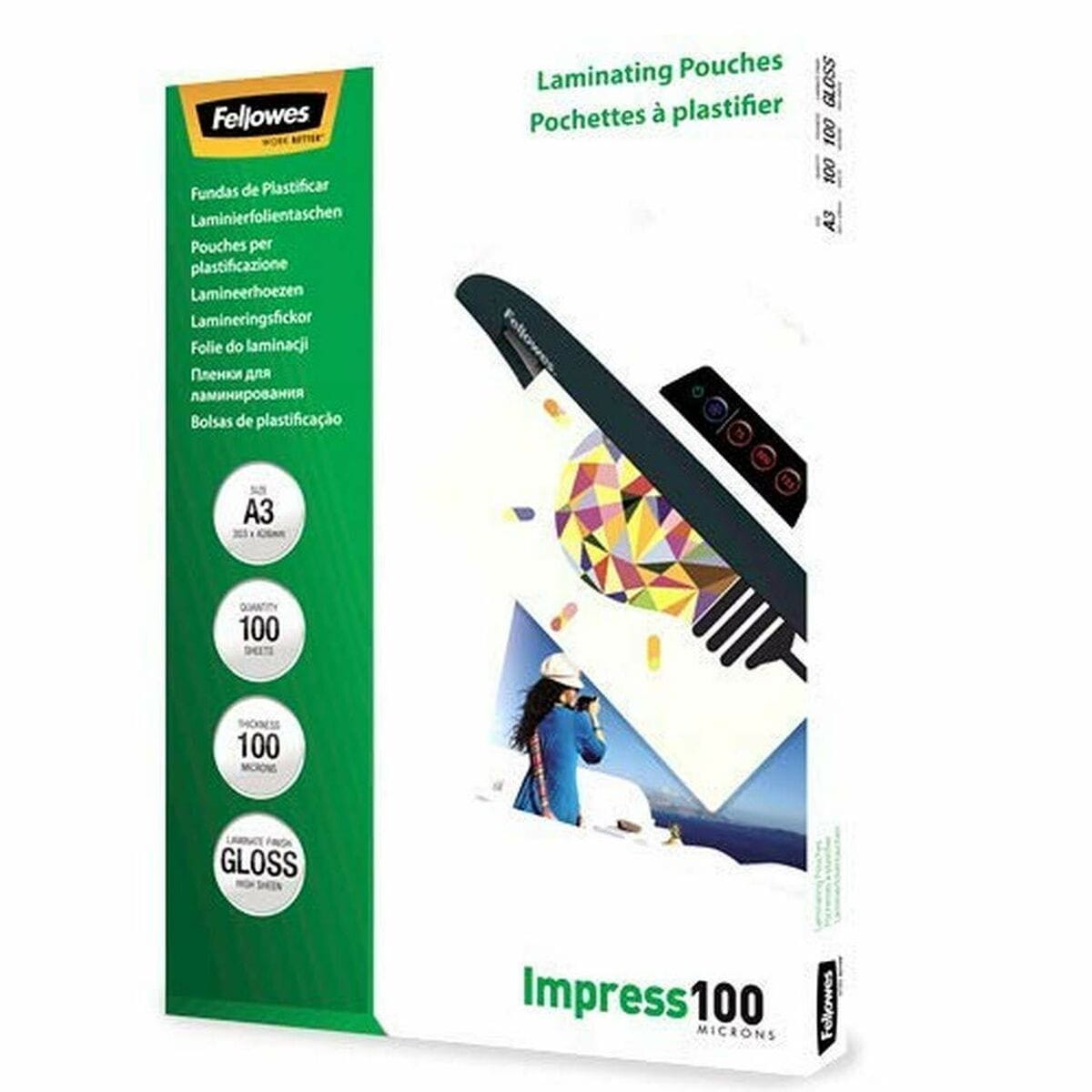 Fundas de plastificar Fellowes 5351205 Transparente A3 Plastificadora 100 Unidades (100 Unidades)