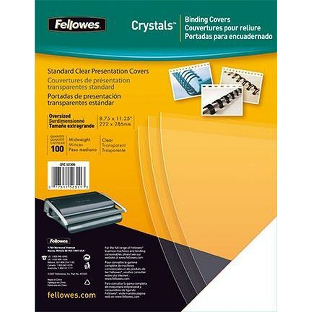 Portadas de encuadernación Fellowes 53762 Transparente A4 PVC Plástico (100 Unidades)