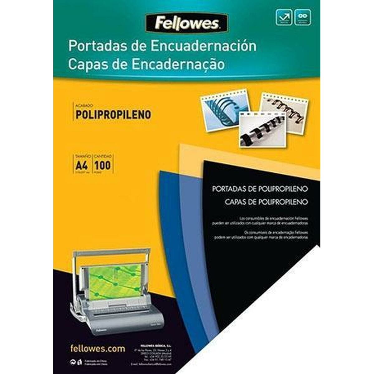 Cubierta Fellowes Futura 100 Unidades Encuadernación Negro A4 Polipropileno Plástico (100 Unidades)