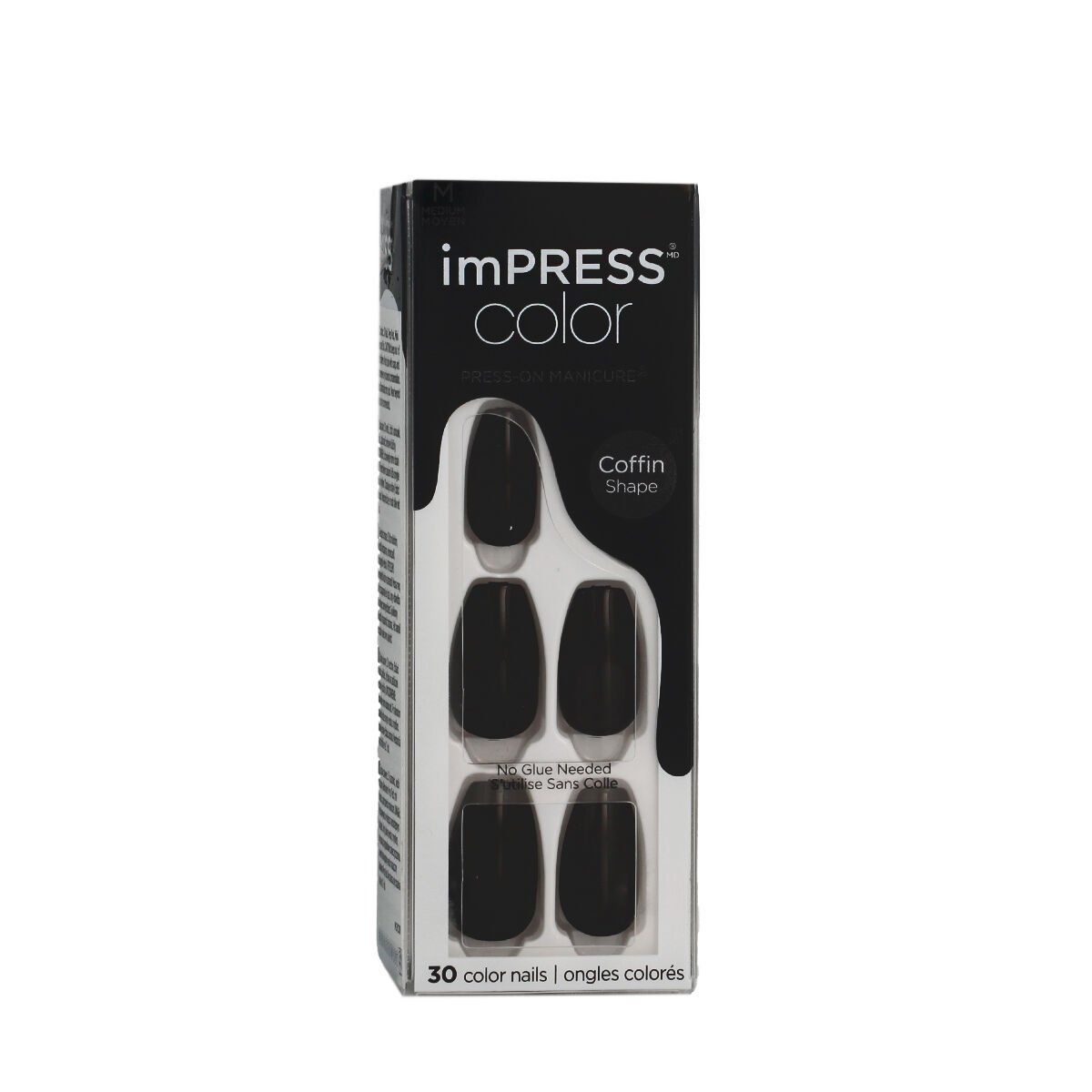 Uñas Postizas Kiss imPRESS color Negro 30 piezas (30 unidades)