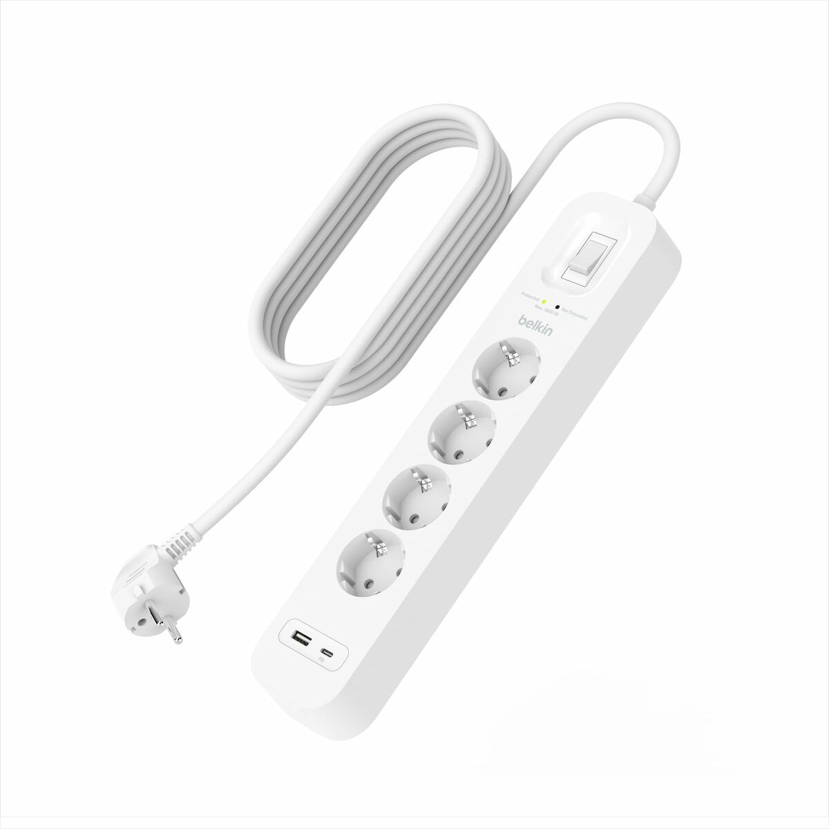 Regleta Enchufes 4 Tomas con interruptor Belkin SRB001VF2M (2 m)