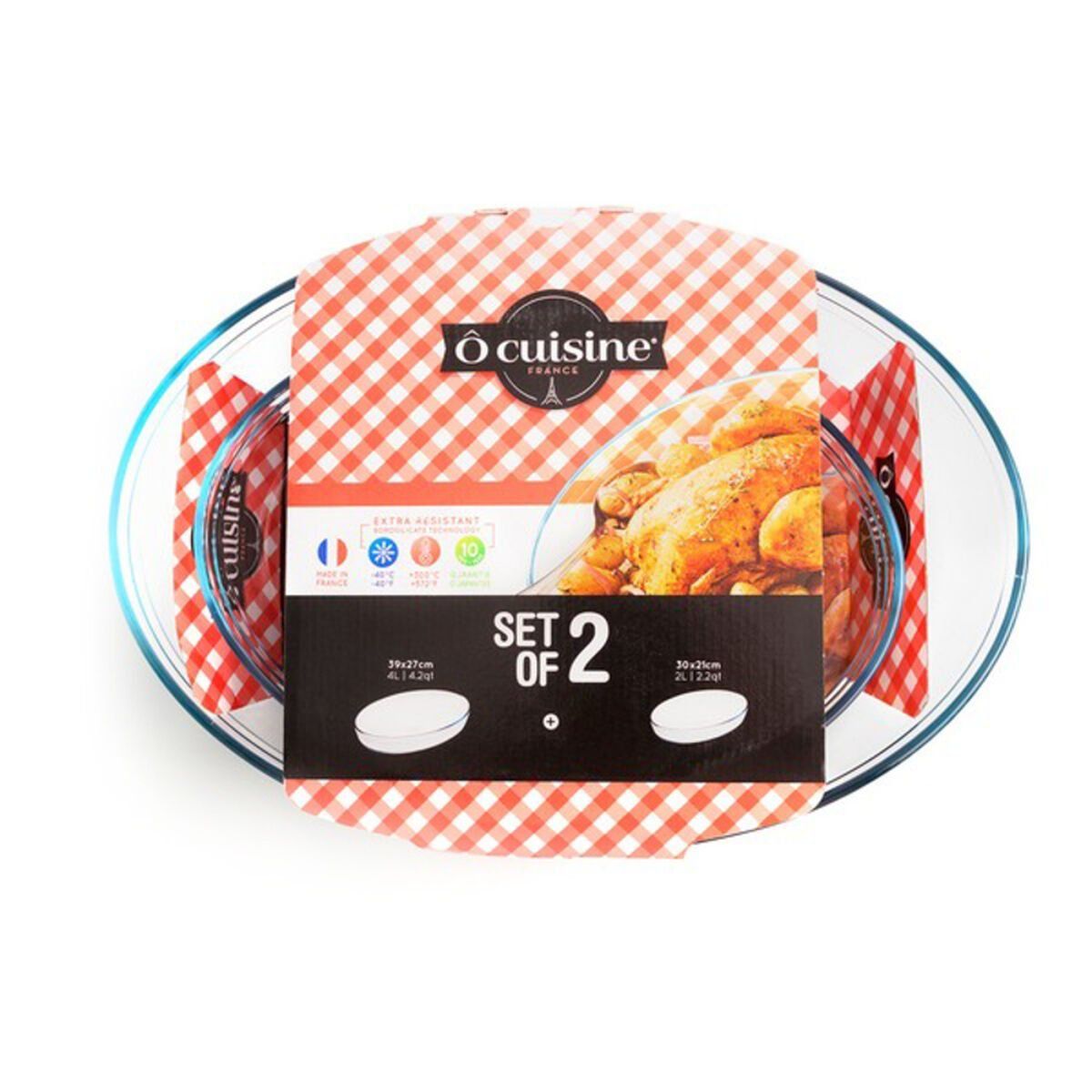 Set de Fuentes para Horno Ô Cuisine 334SA06 Transparente Vidrio