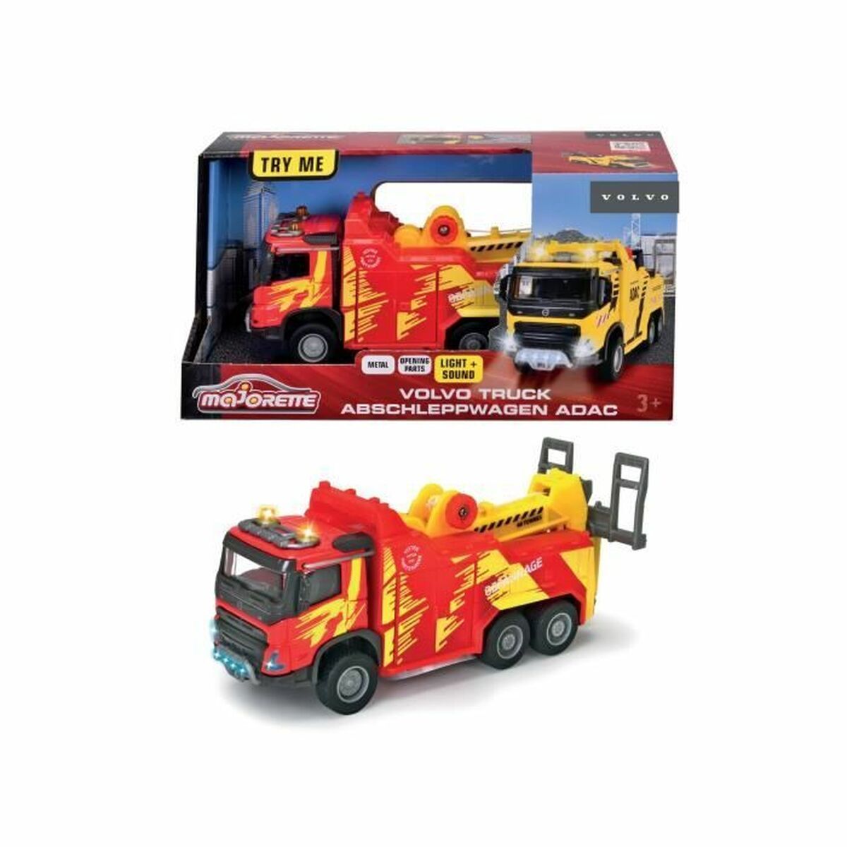 Camión Majorette Volvo Truck Abschleppwagen Adac Amarillo 20 X 6 X 8 CM
