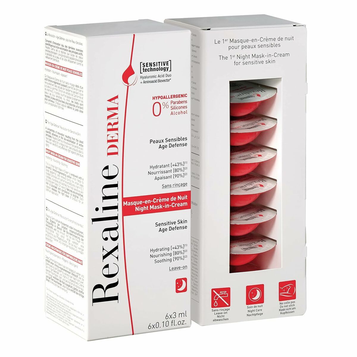 Mascarilla Hidratante de Noche Rexaline Derma 3 ml 75 ml 3 ml x 6 Piel Sensible