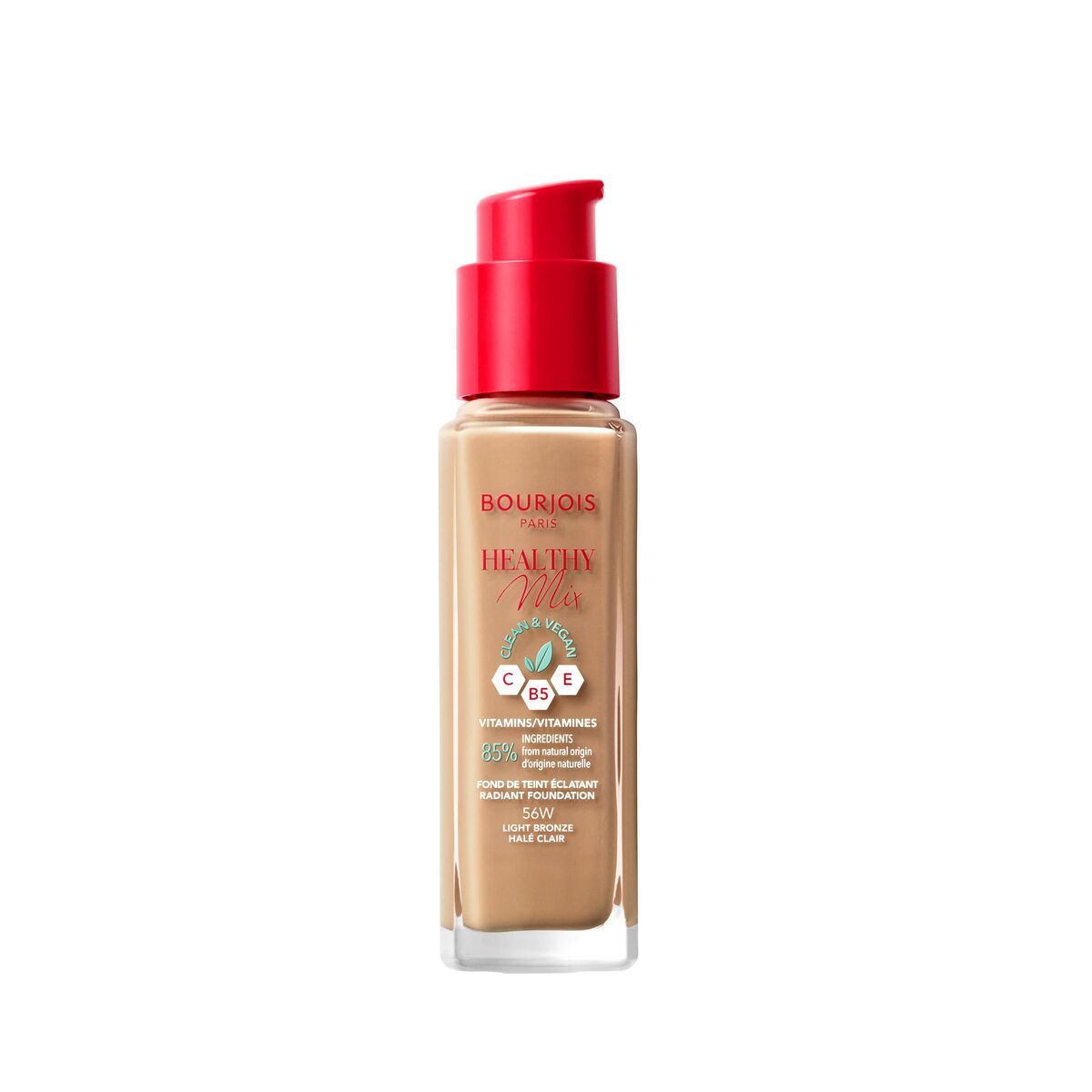 Base de Maquillaje Fluida Bourjois Healthy Mix 56-light bronze Nº 56-Light Bronze 30 ml