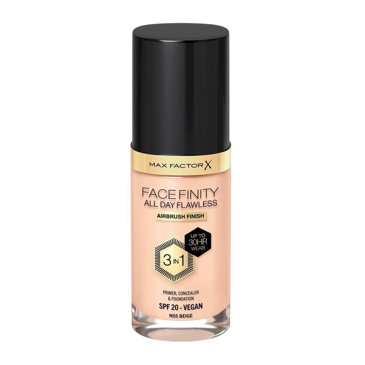 Base de Maquillaje Cremosa Max Factor Facefinity Nº 55-beige Spf 20 30 ml 3 en 1