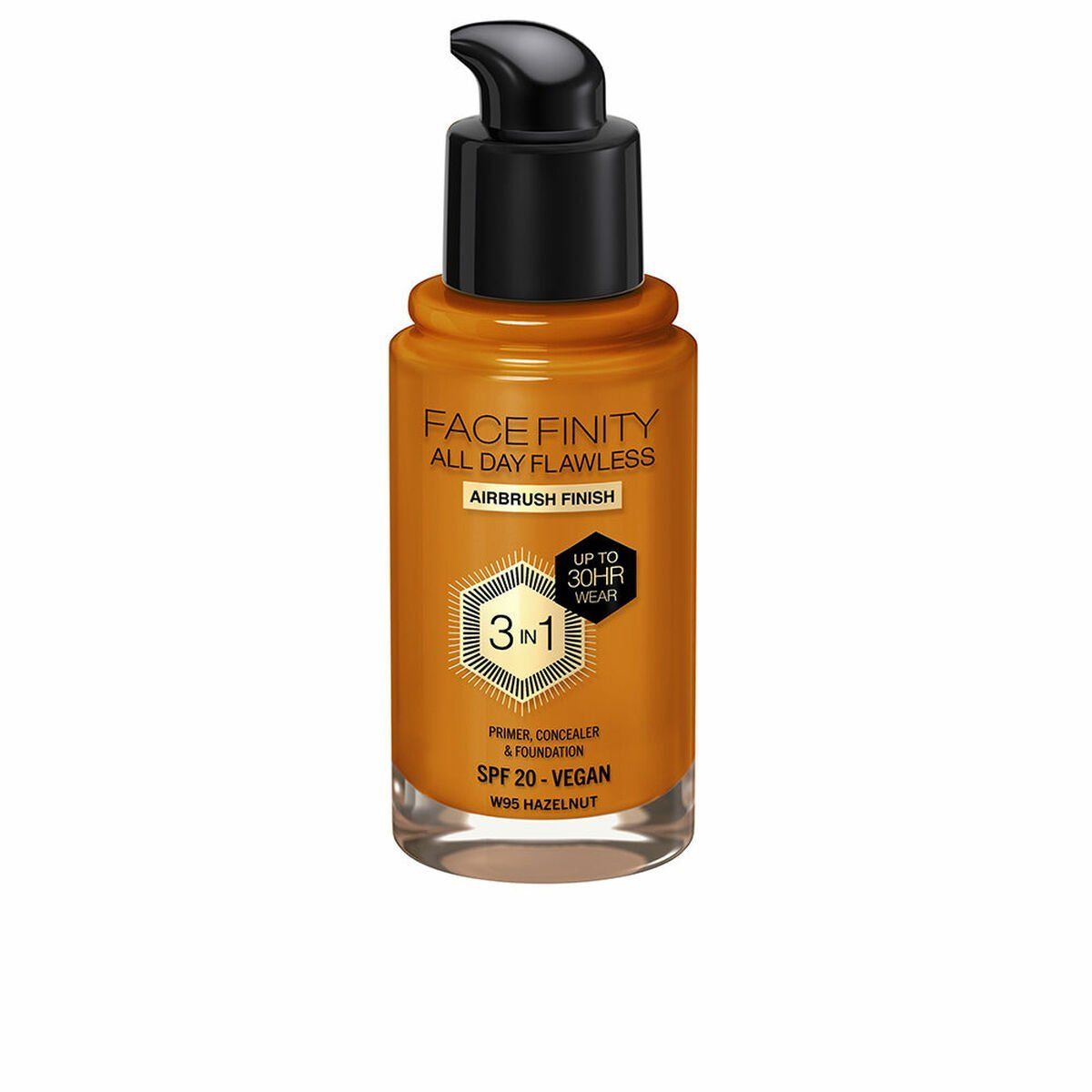 Base de Maquillaje Cremosa Max Factor Face Finity All Day Flawless Nº W95 Hazelnut W95-Hazelnut Spf 20 30 ml 3 en 1