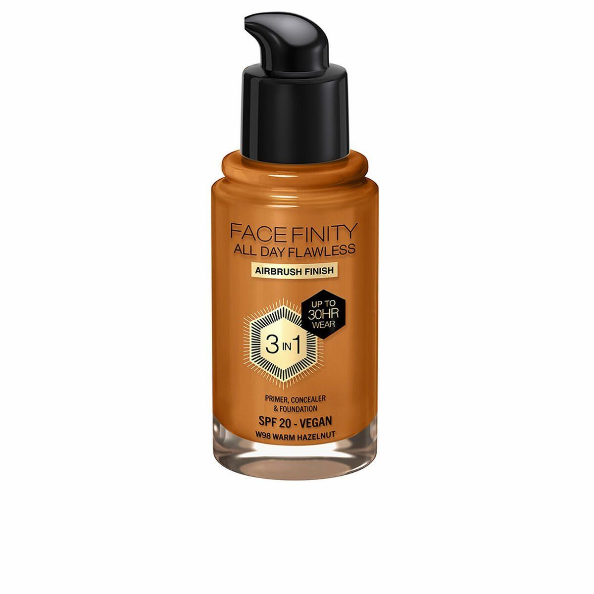 Base de Maquillaje Cremosa Max Factor Face Finity All Day Flawless 3 en 1 Spf 20 Nº W98 Warm hazelnut 30 ml