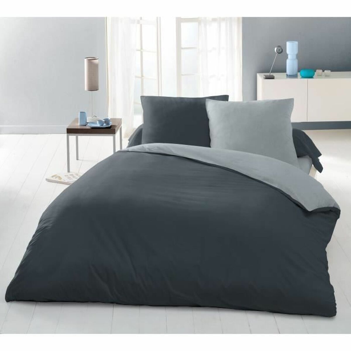 Juego de funda nórdica Lovely Home Gris Bicolor 220 x 240 cm