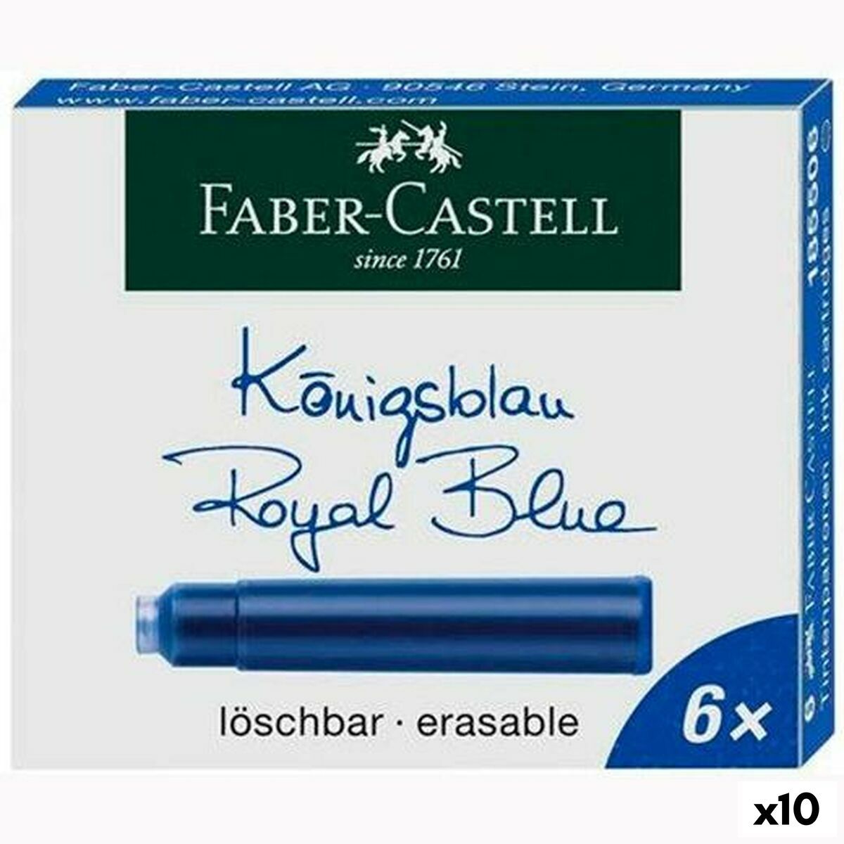 Recambio para bolígrafo Faber-Castell 185506 Azul oscuro Cartucho Bolígrafo Pluma de Caligrafía (10 Unidades)