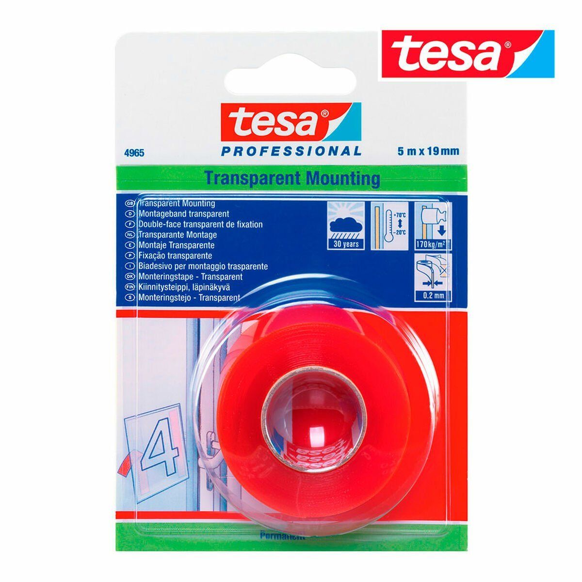 Cinta de Doble Cara TESA Transparente 5 m x 19 mm