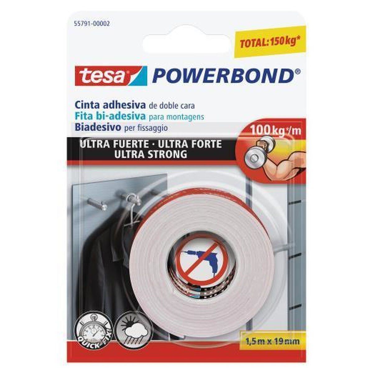 Cinta Adhesiva TESA Powerbond Ultra Strong 1,5 m x 19 mm Blanco
