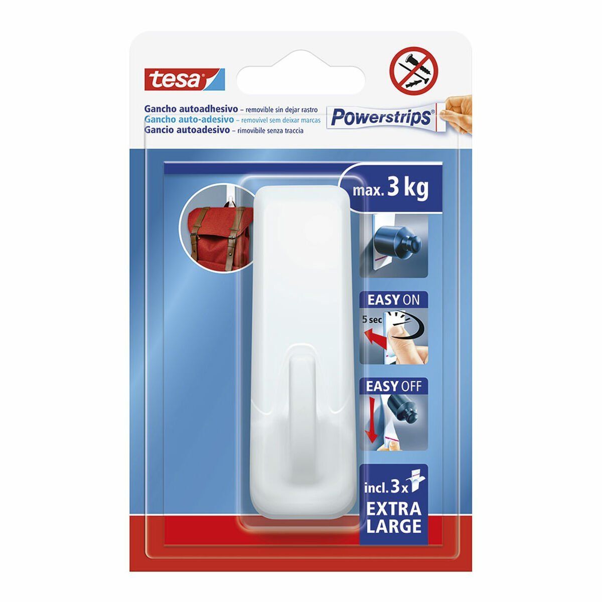 Gancho para colgar TESA Powerstrips XL Autoadhesivo