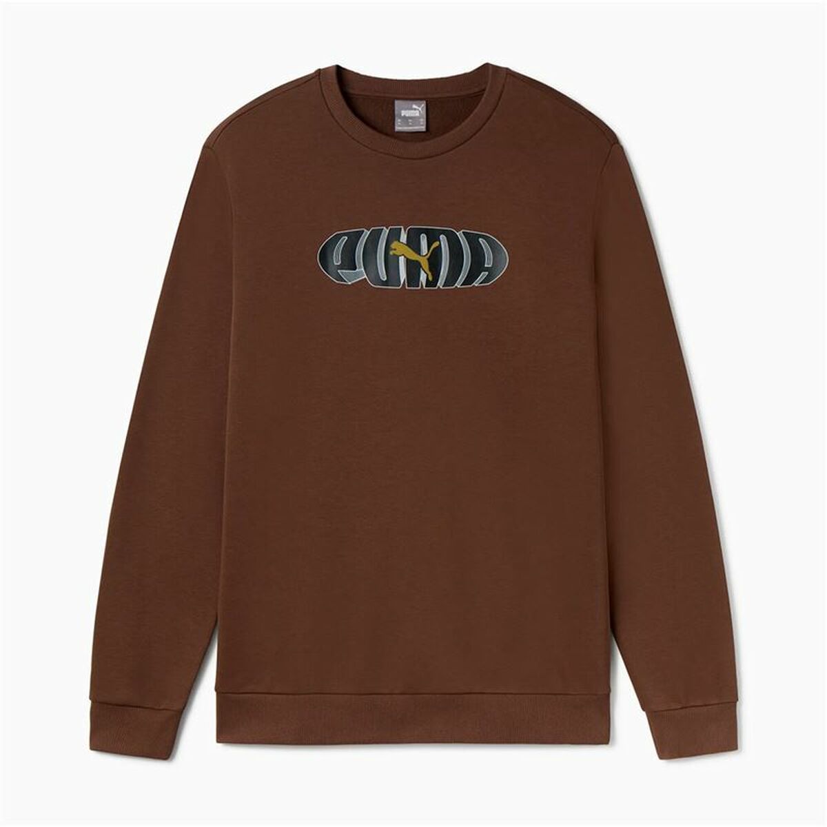 Sudadera sin Capucha Hombre Puma Essentials+ Graphic Crew Fl Hombre Marrón