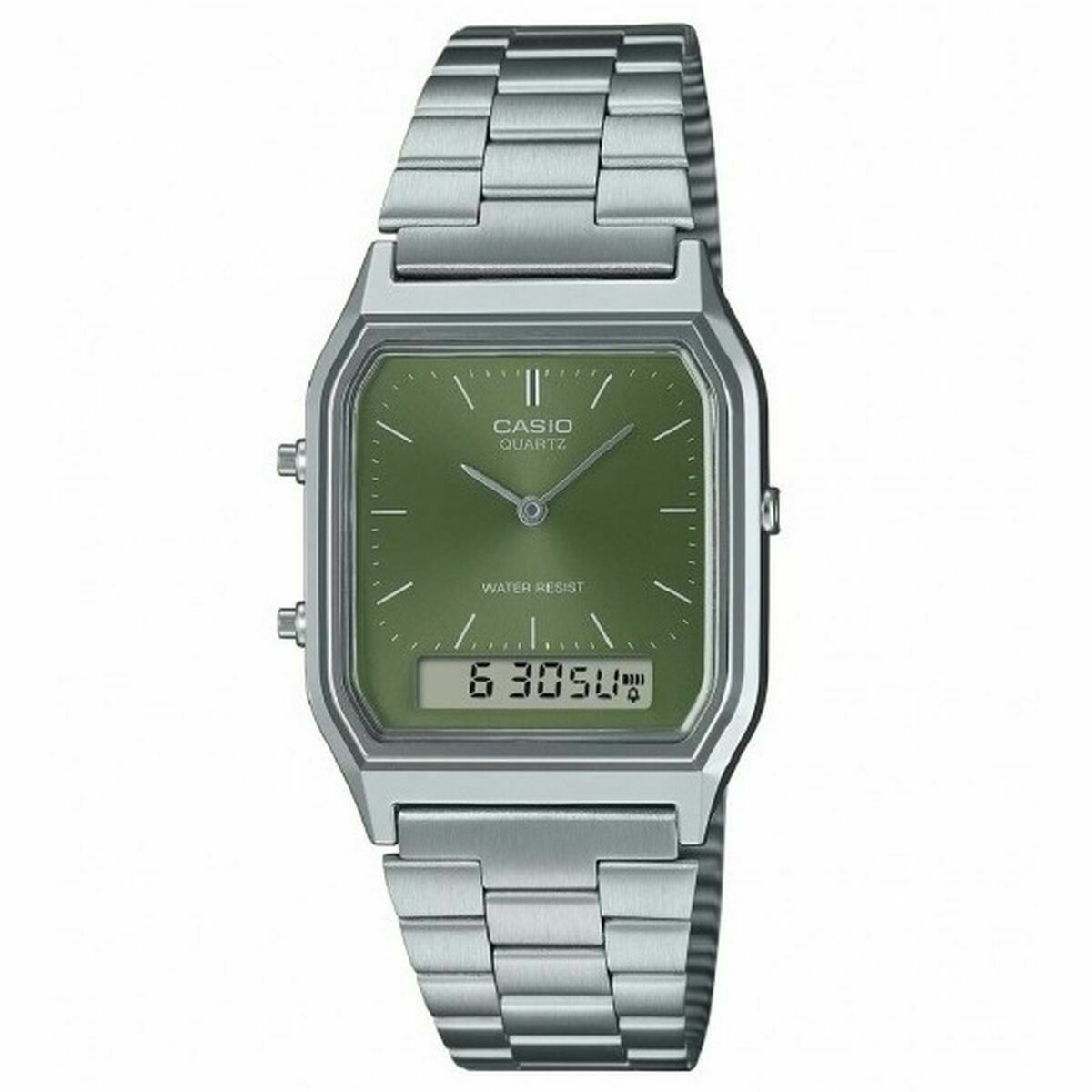 Reloj Unisex Casio EDGY COLLECTION SUNRAY DIAL - GREEN MOSS Verde Plateado
