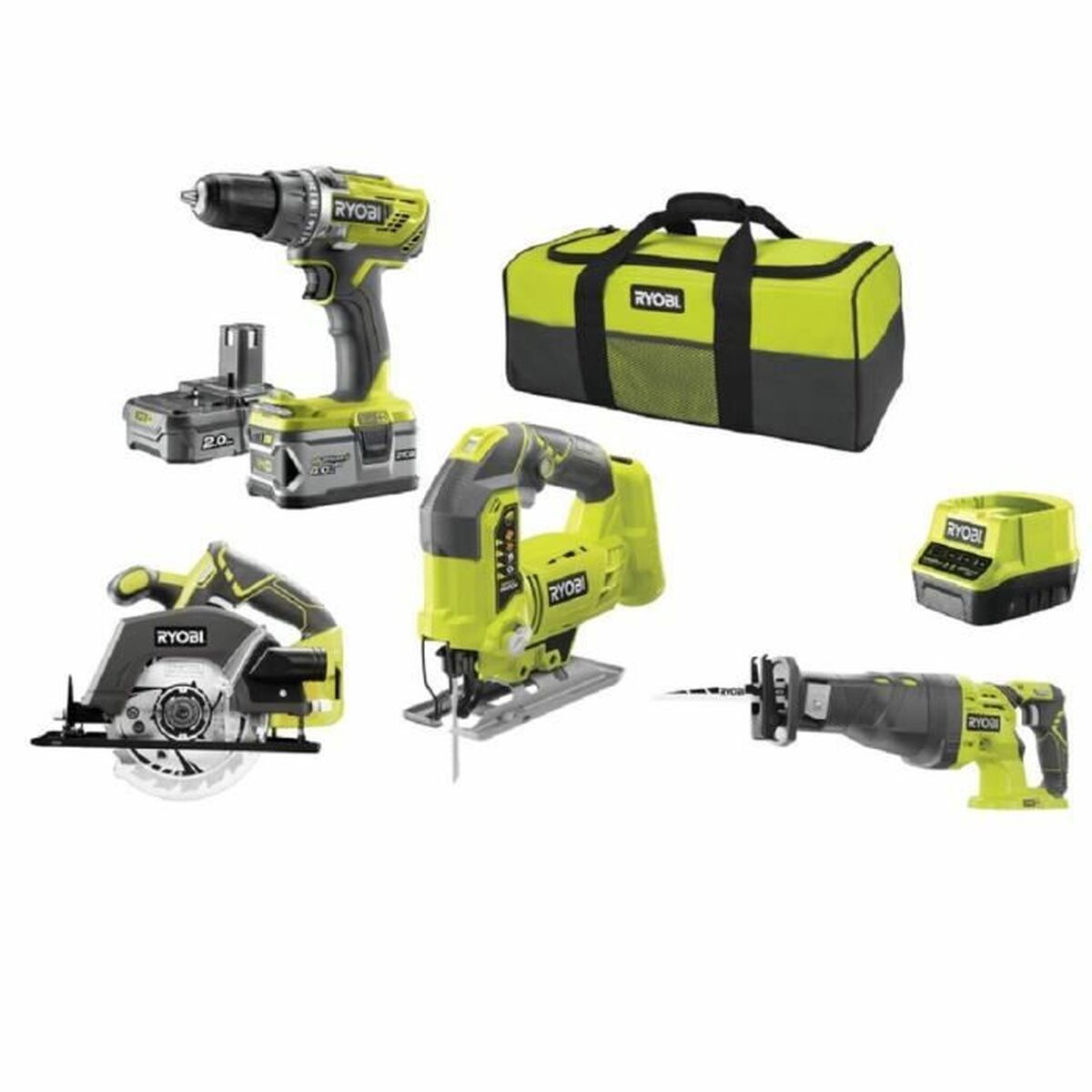 Set de taladro y accesorios Ryobi RCK184C-242S