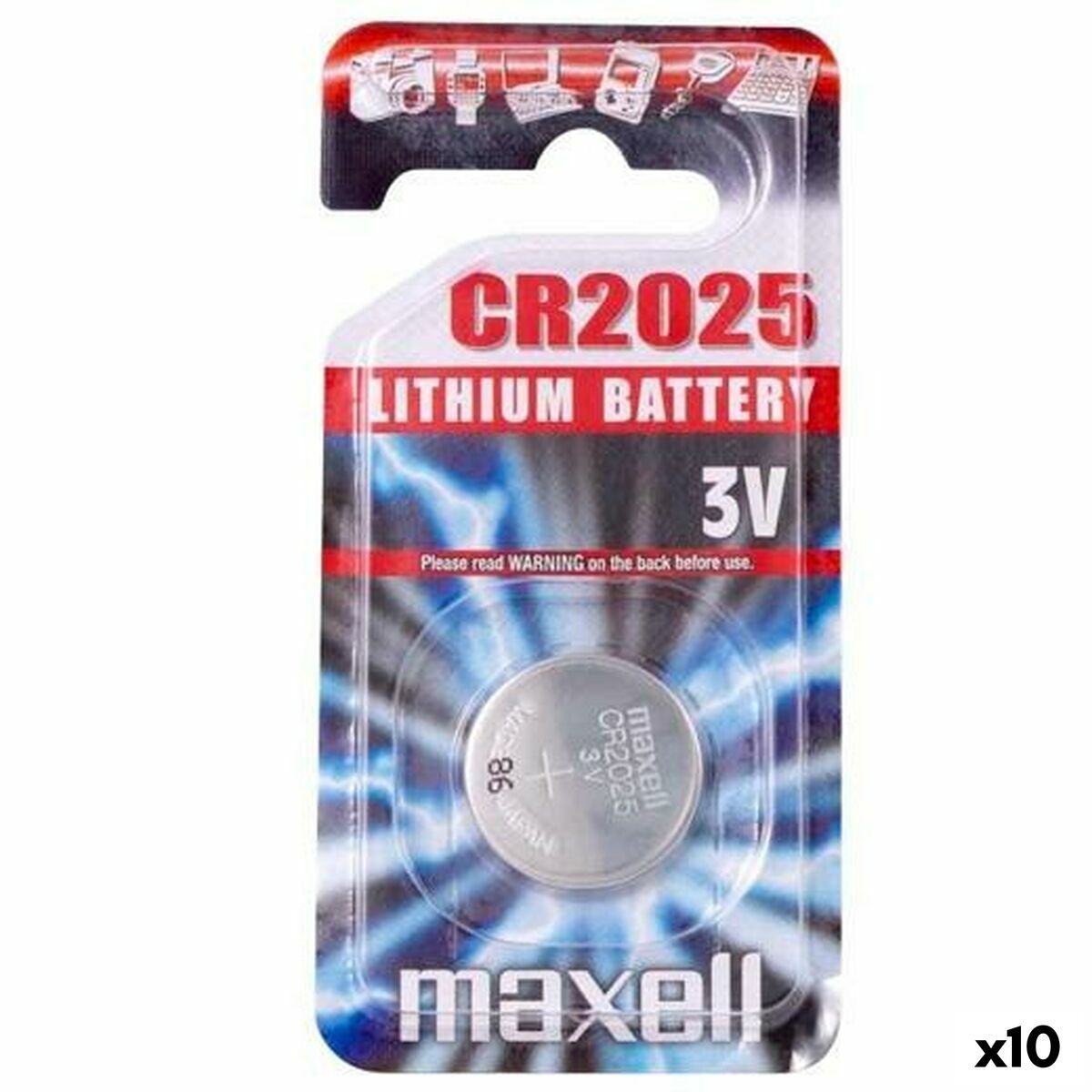 Pilas de Botón de Litio Maxell 3V CR2025 (10 Unidades)
