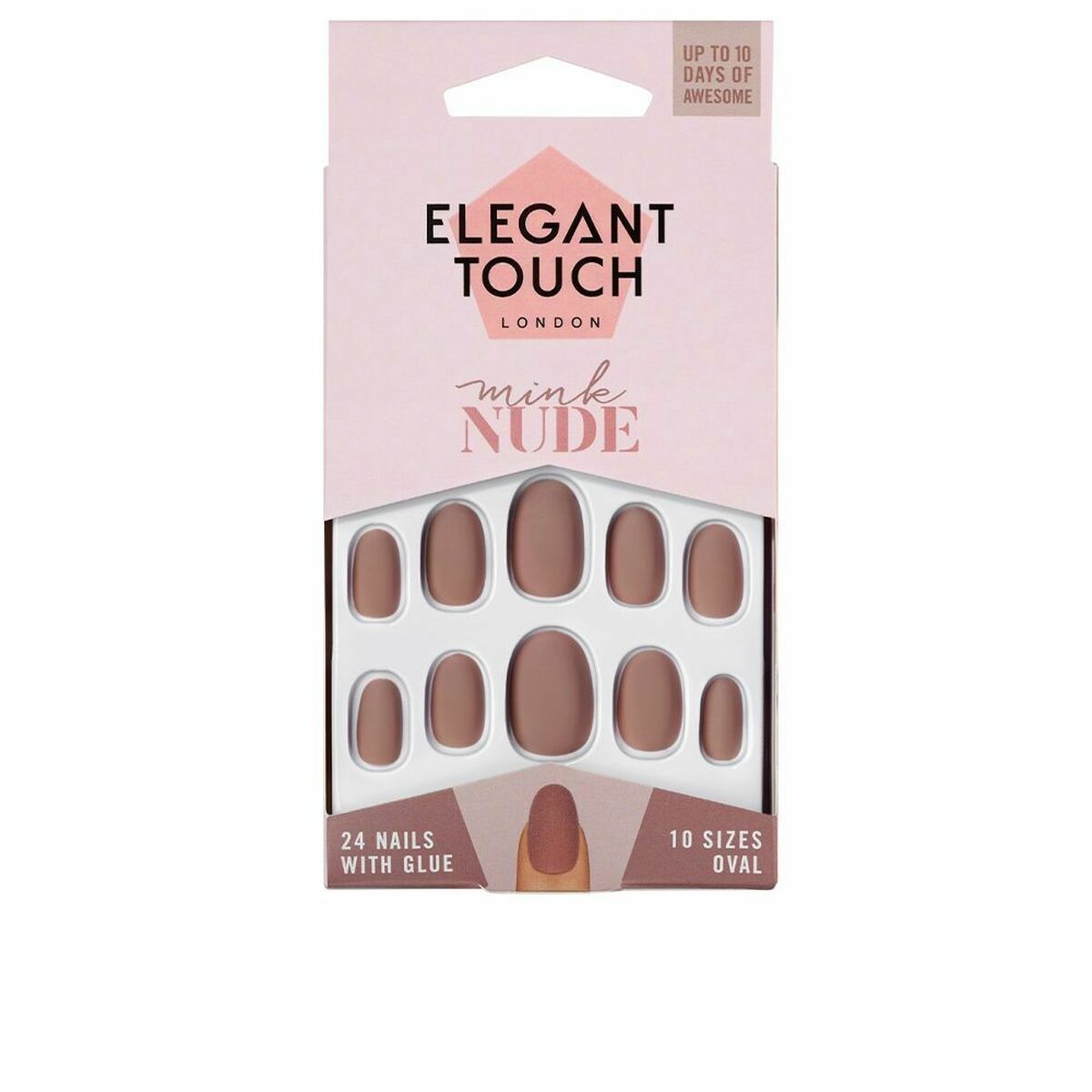 Uñas Postizas Elegant Touch Polished Colour Ovalada Mink Nude (24 uds)