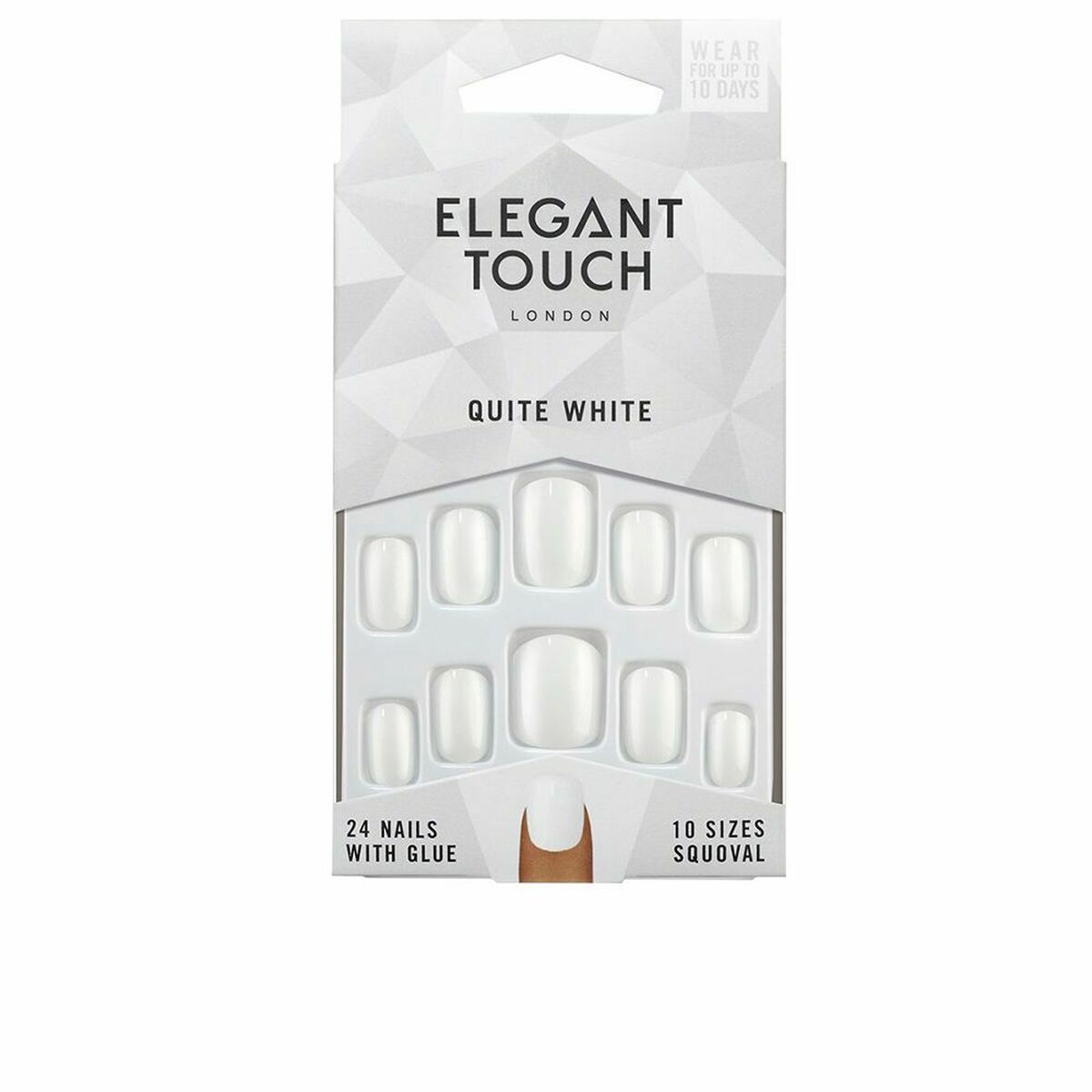 Uñas Postizas Elegant Touch Polished Colour Redondeada Quite White 24 Piezas (48 uds)