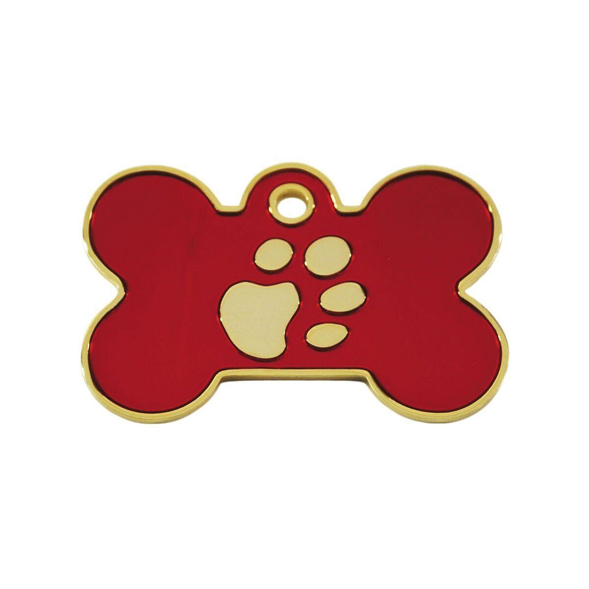 Placa identificativa para collar Imarc Bone Rojo Dorado