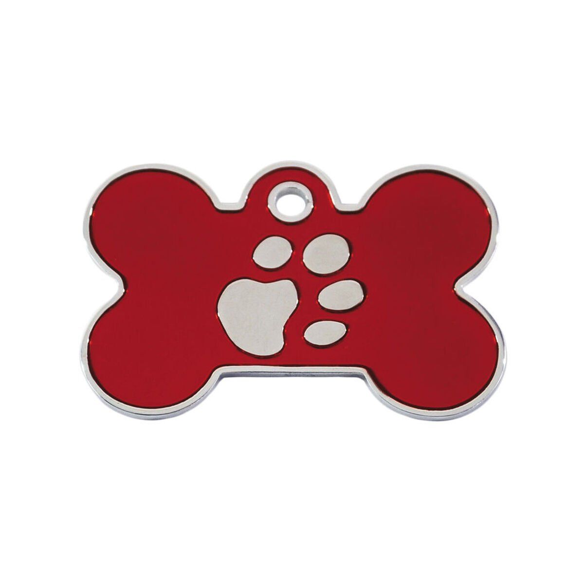 Placa identificativa para collar Imarc Bone Rojo Plata
