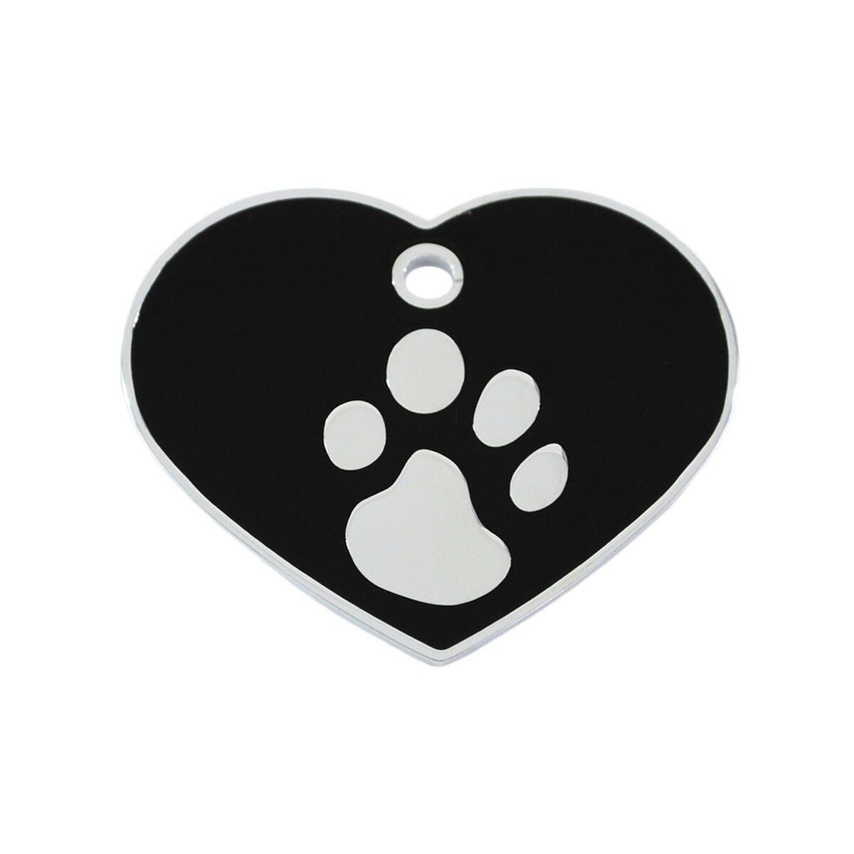 Placa identificativa para collar Imarc Heart Negro Plateado