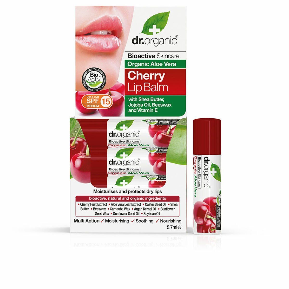 Bálsamo Labial Dr.Organic Spf 15 5,7 g Aloe Vera Cereza