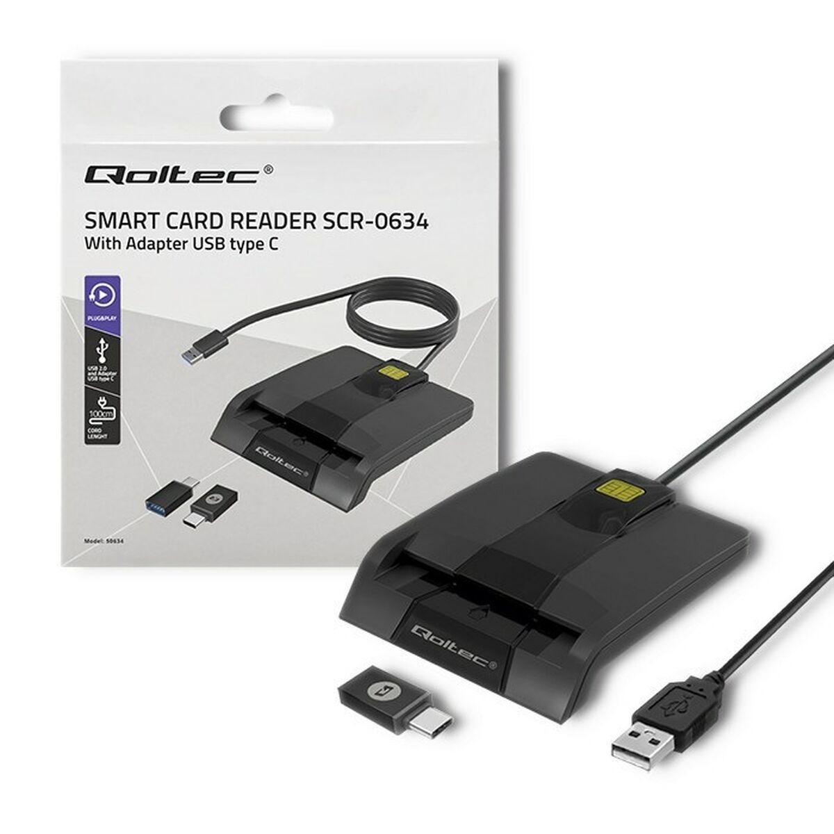 Lector de Tarjetas Qoltec 50634 Negro