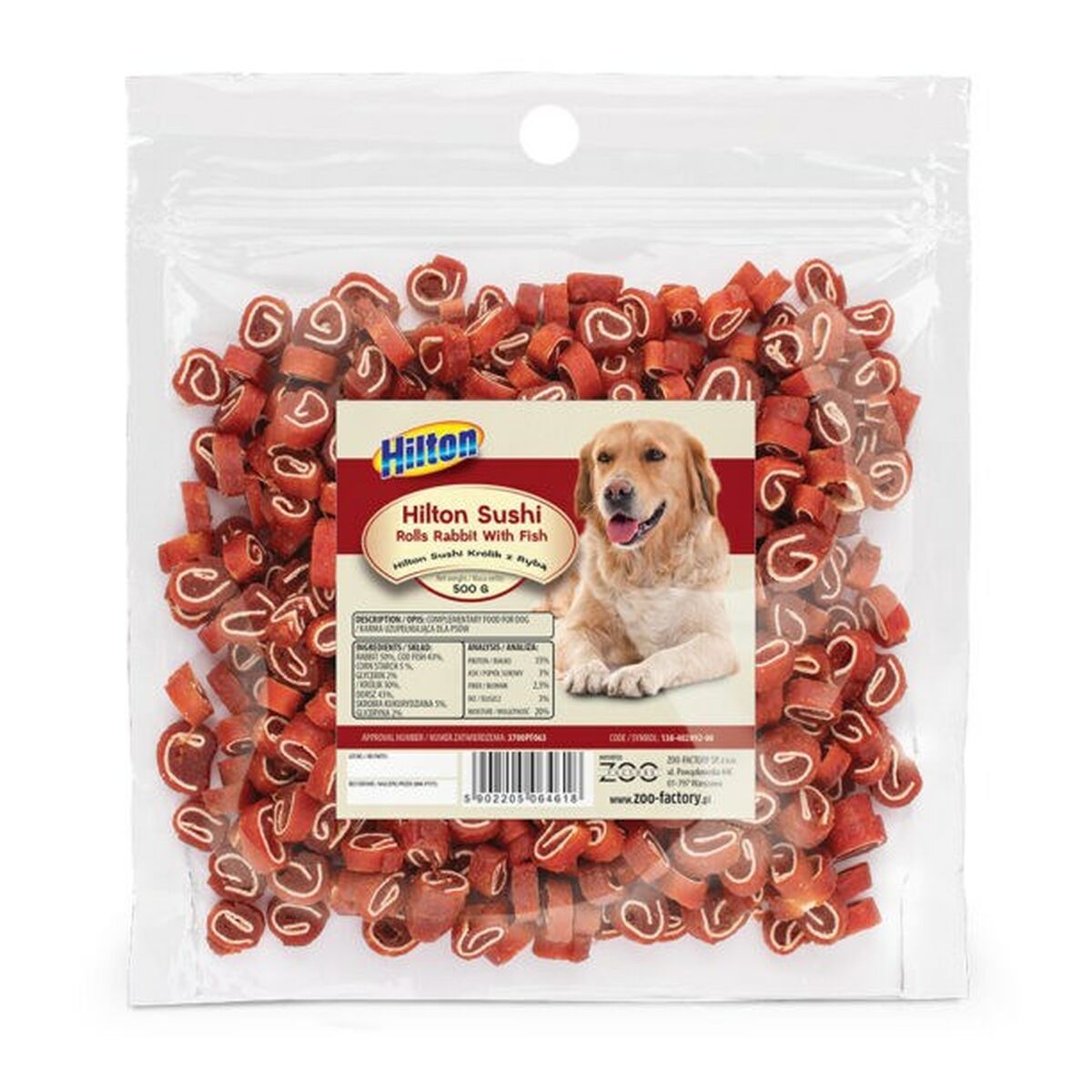 Snack para Perros Hilton Sushi Rolls Pescado Bacalao Conejo 500 g