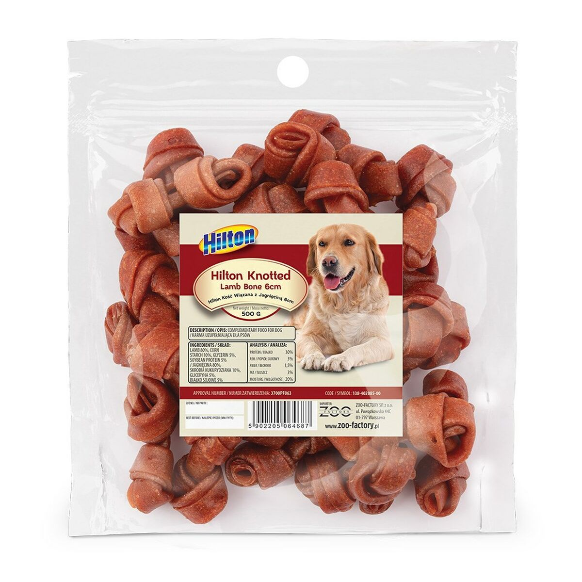 Snack para Perros Hilton Cordero 500 g