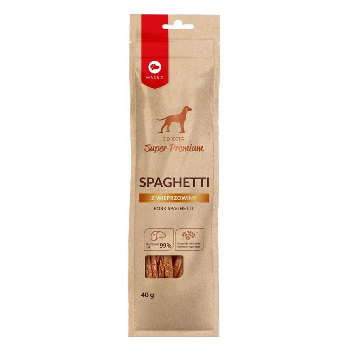 Snack para Perros Maced Pork Spaghetti Cerdo 40 g
