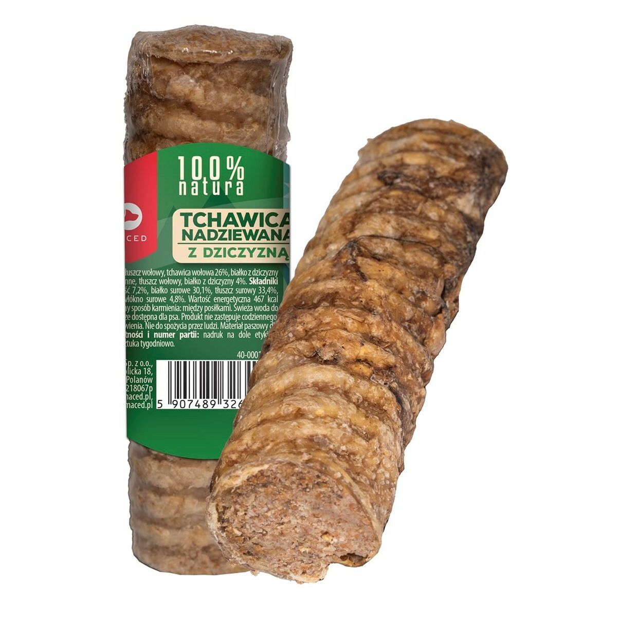 Snack para Perros Maced Trachea stuffed with venison Carne de vacuno