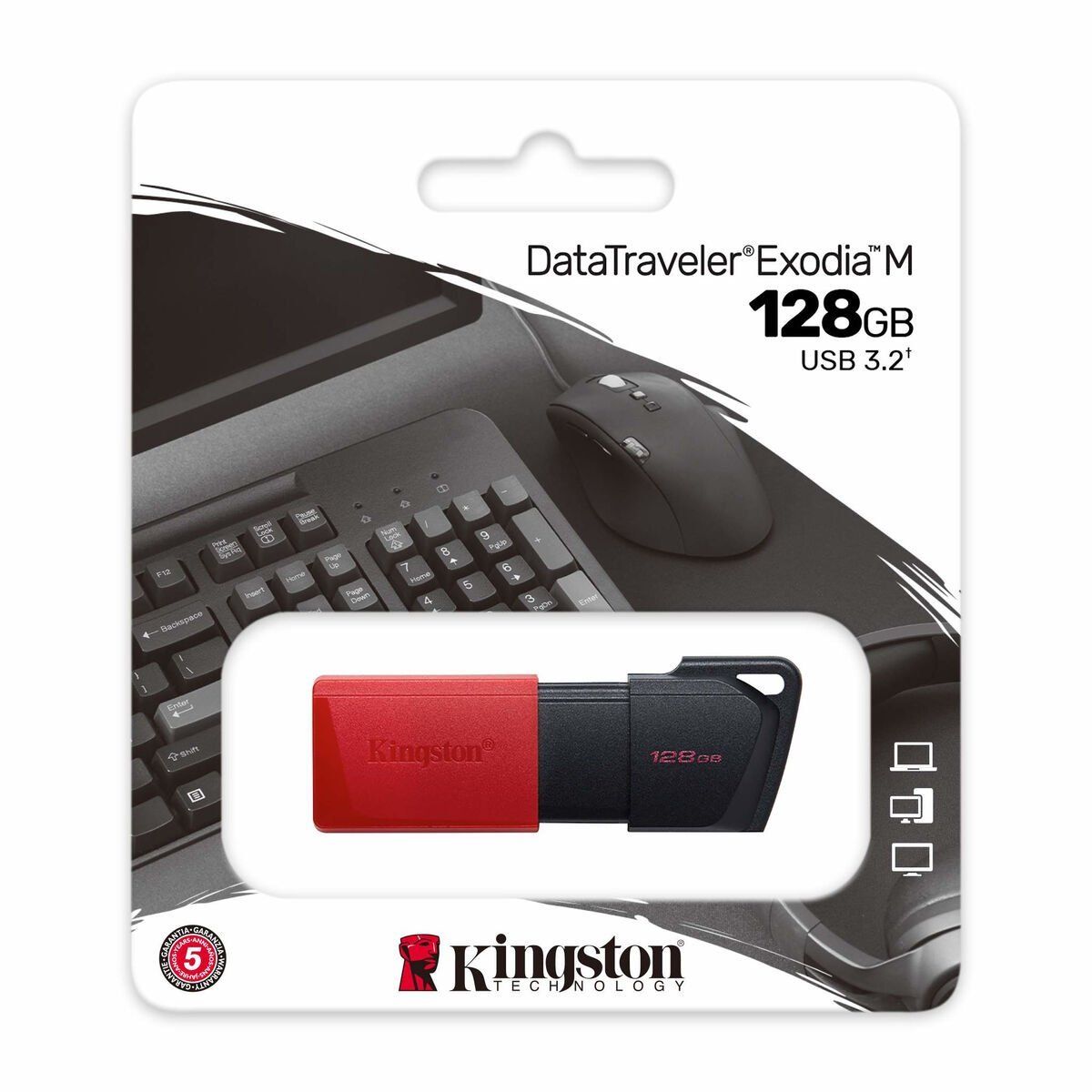 Memoria USB Kingston Exodia M Negro Rojo 128 GB