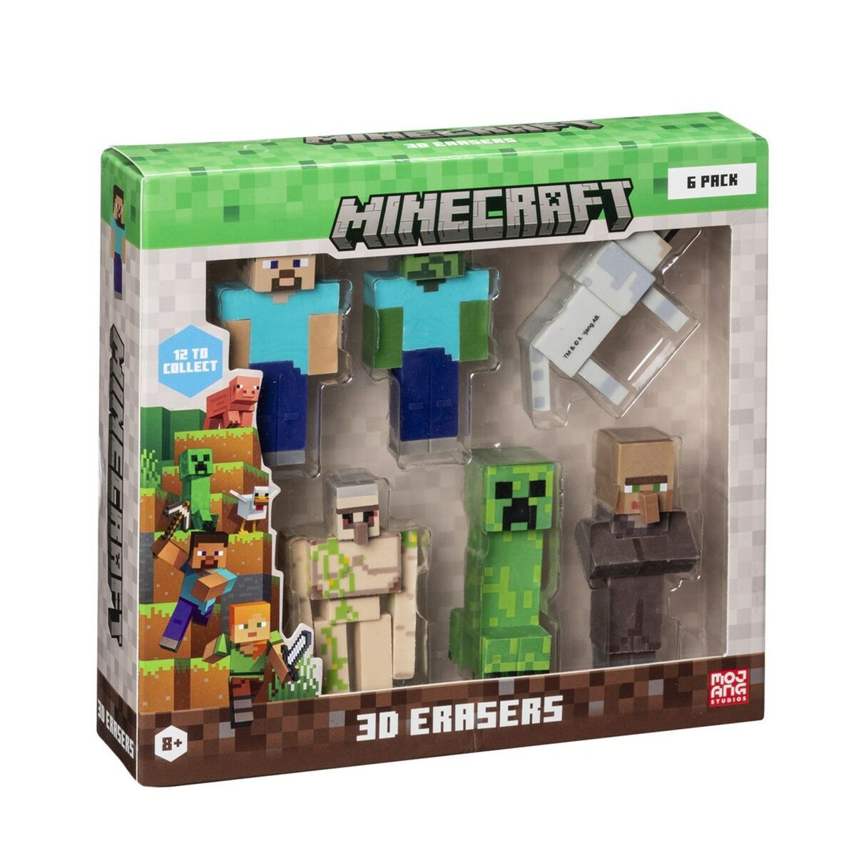 Set de gomas de borrar 3D Minecraft MC4060A 6 Piezas