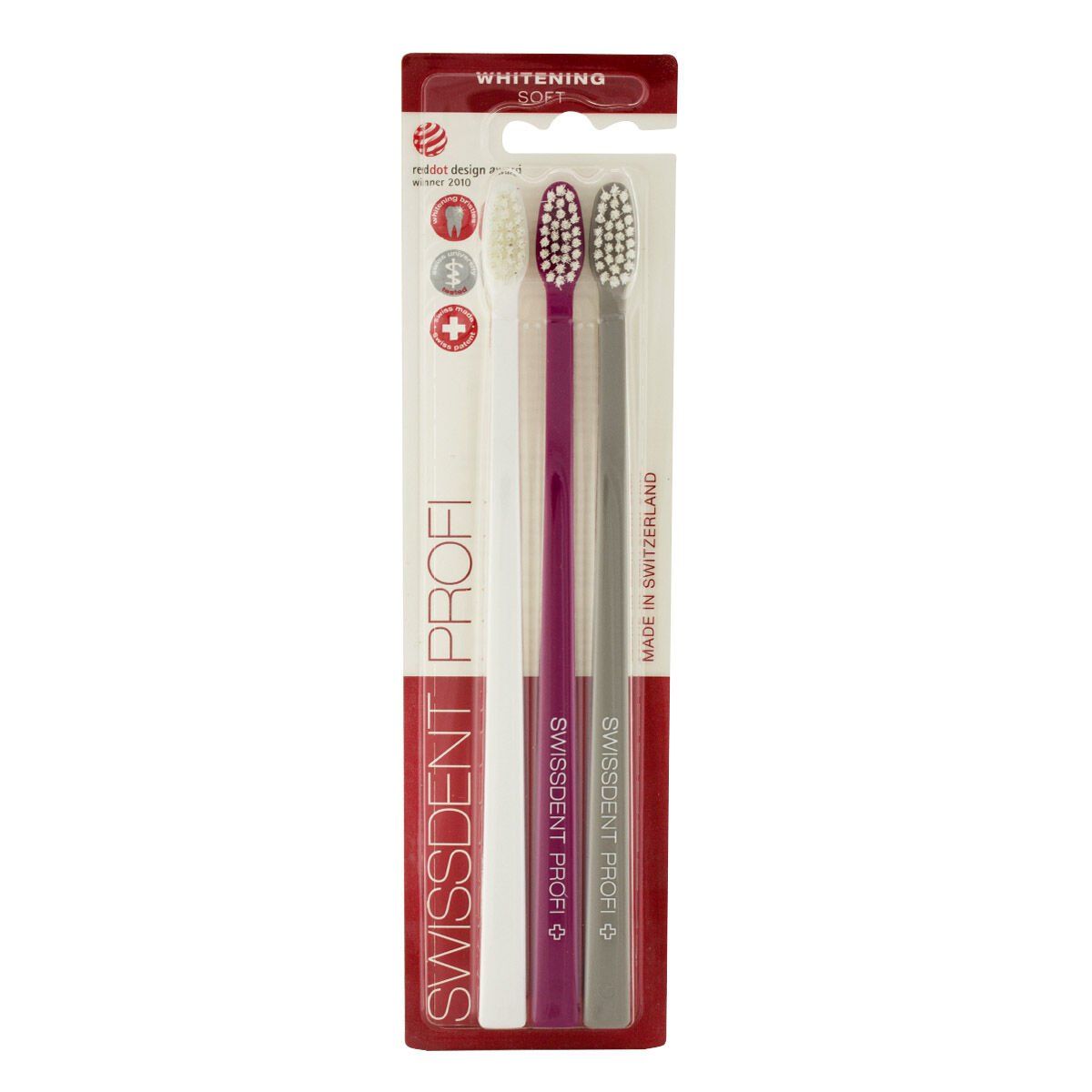 Cepillo de Dientes Blanqueante Swissdent Soft Family Gris Rosa Blanco