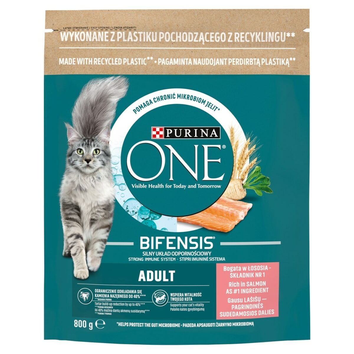 Comida para gato Purina One Bifensis Adult Adulto Salmón Pescado 800 g