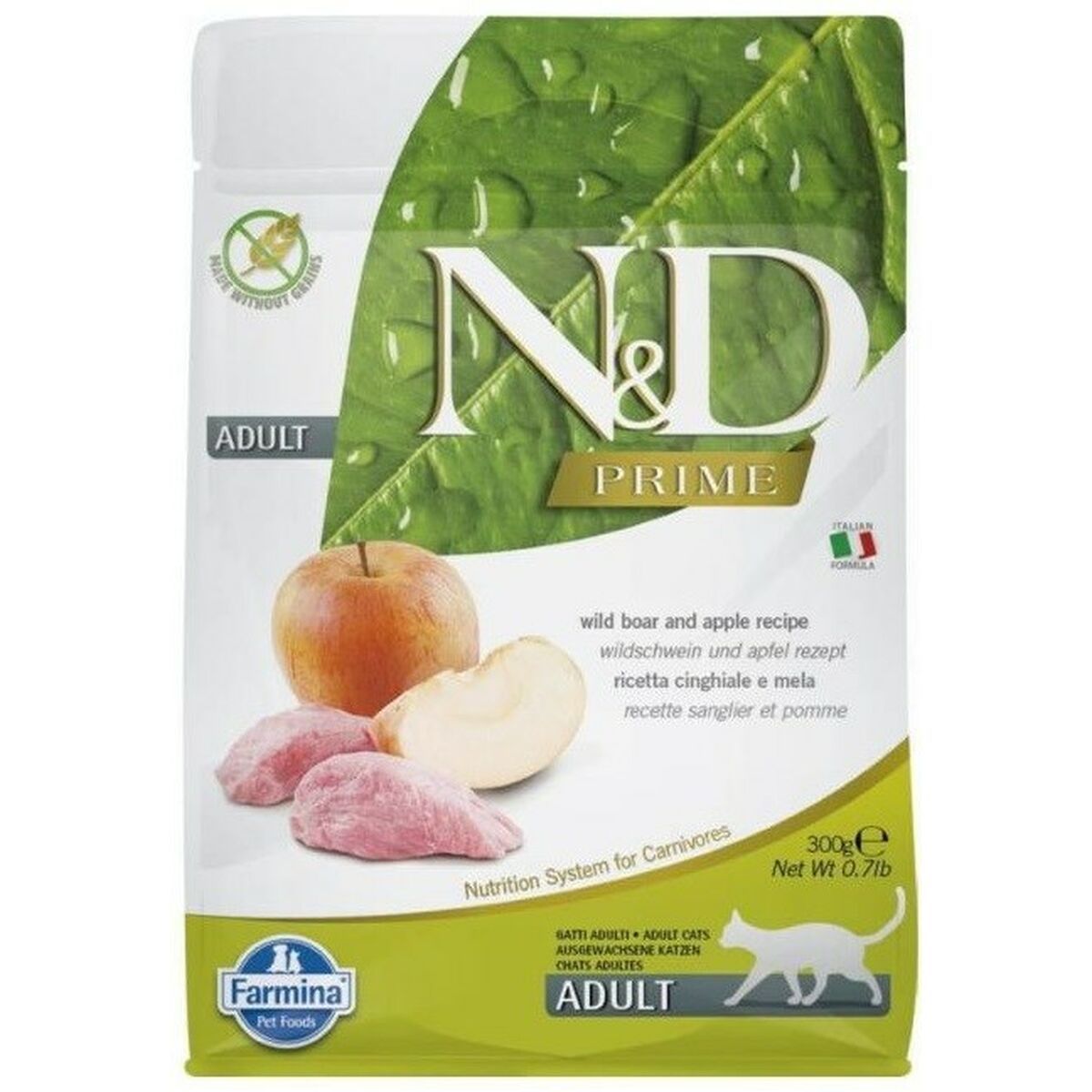 Comida para gato Farmina N&D Prime Cat Boar Adulto Manzana Ternera Jabalí 300 g