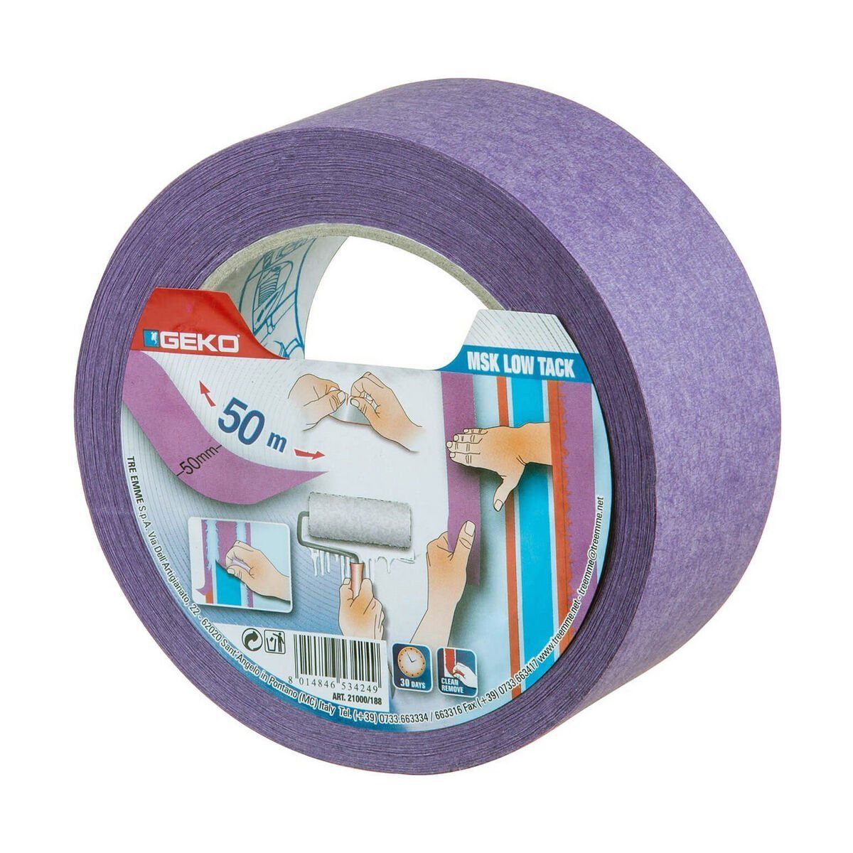 Cinta Adhesiva Geko Violeta Papel 50 mm x 50 m