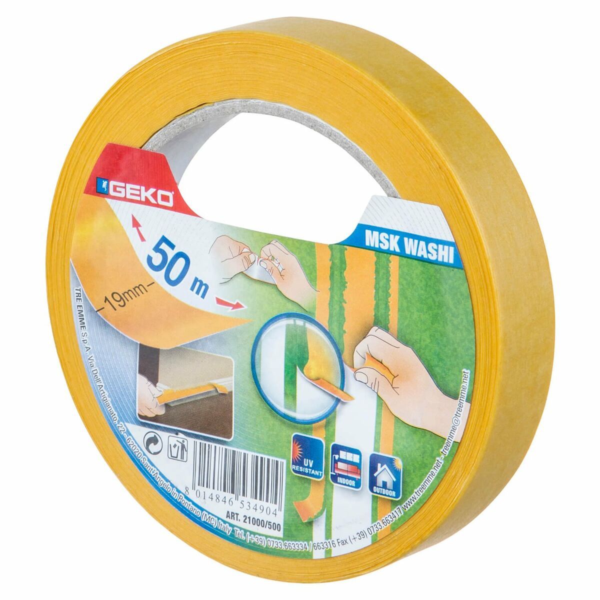 Cinta de enmascarar Geko msk washi Naranja 19 mm x 50 m